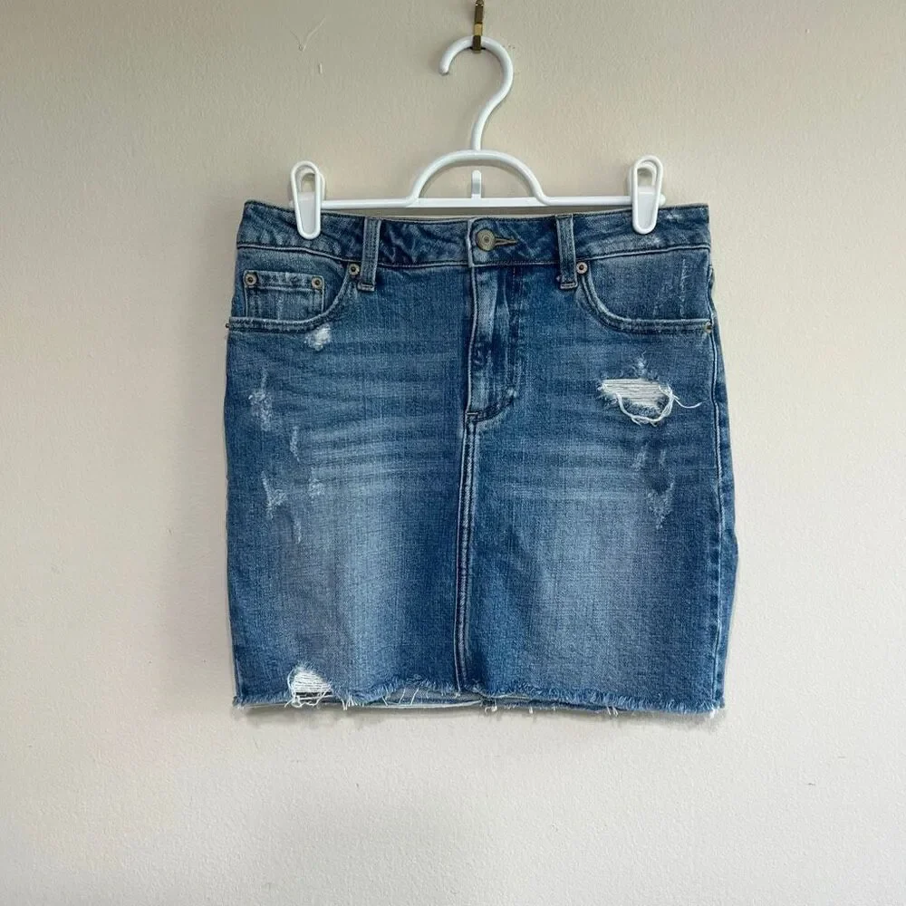 Pistola Distressed Mini Denim Skirt 26 Women